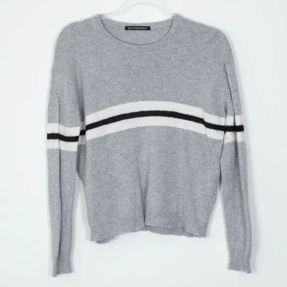 Brandy Melville Wool Cashmere Blend Long Sleeve Gray‎ Striped Sweater - Picture 4 of 9